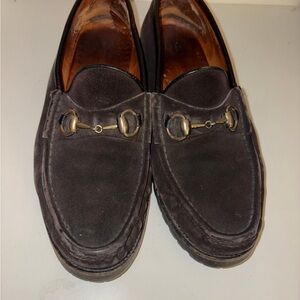 Gucci Men's Dark Brown Suede Bit Loafers 8.5